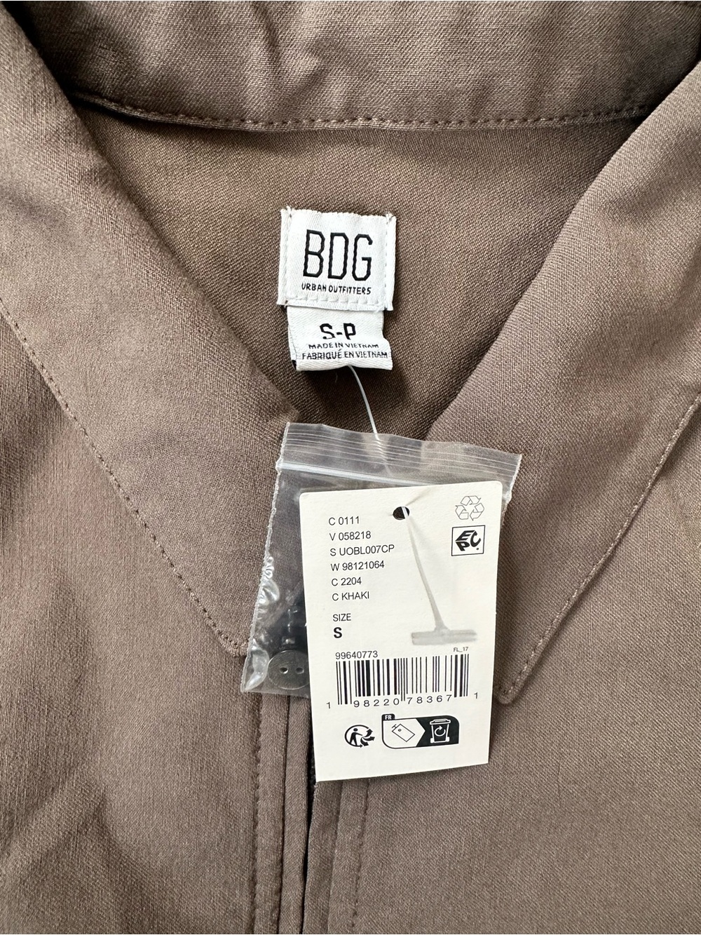 BDG Olive-Brown Zip Front Utility Jacket - Picture 3 of 3